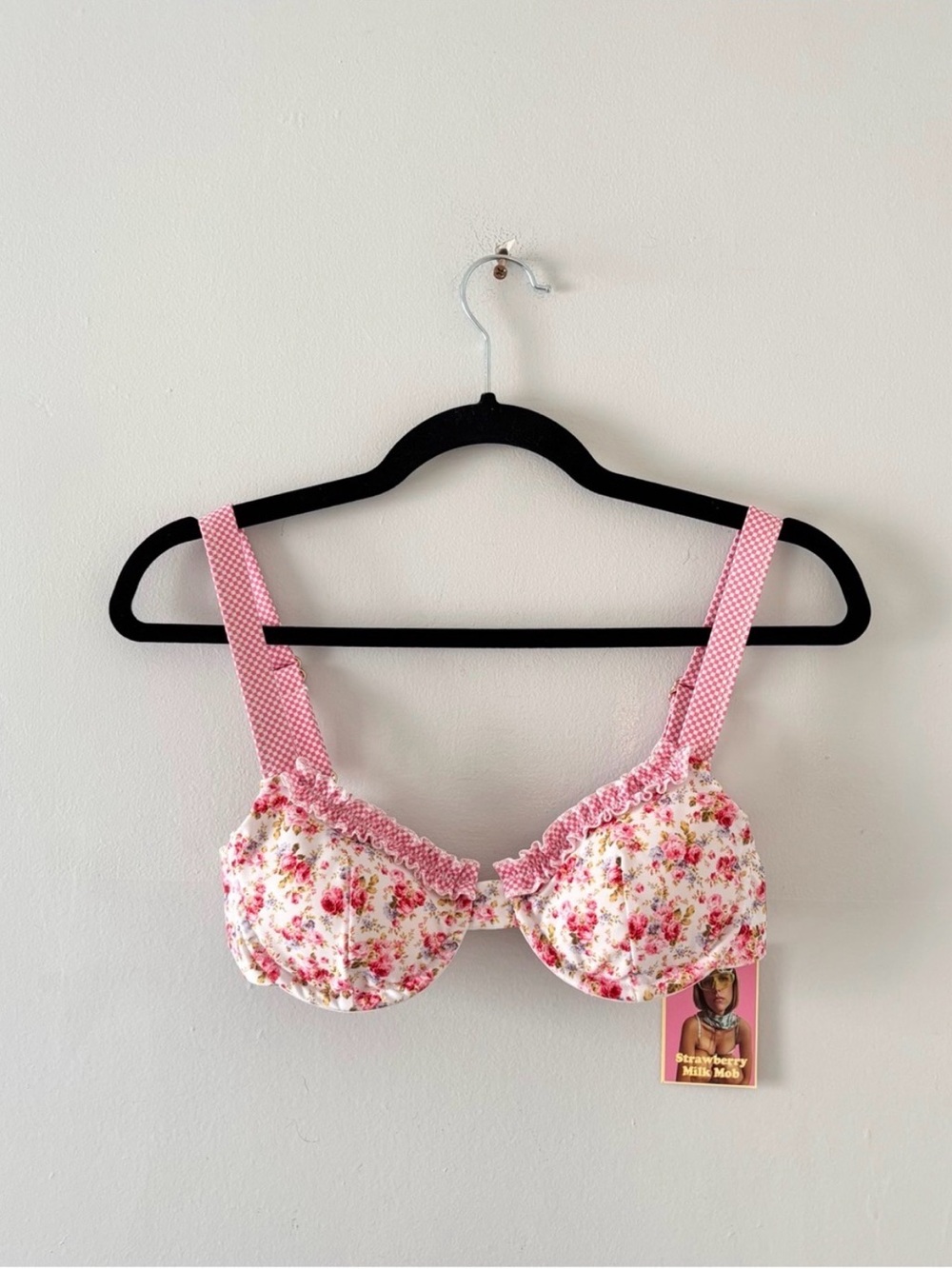 New Strawberry Milk Mob Pink Floral Swim Top